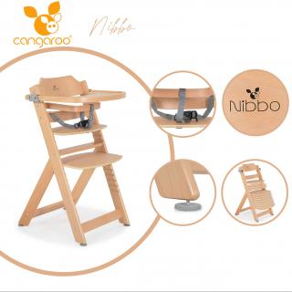 Nibbo, cangaroo drevená rastúca stolička 2v1 na kŕmenie (Rastúca drevená stolička farba natural)