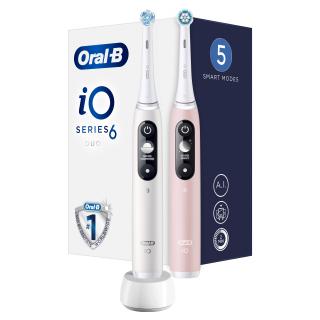 Oral-B iO Series 6 DUO White/Pink elektrický zubní kartáček 2ks  + Druhá nabíjačka zadarmo