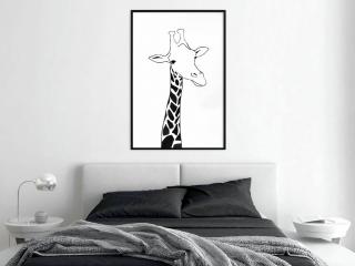 Plagát v ráme Black and White Giraffe (Plagát v čiernom ráme)