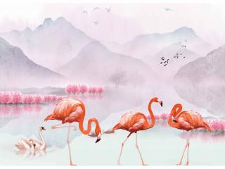 Tapeta na stenu Flamingo (Štýlová tapeta na stenu )
