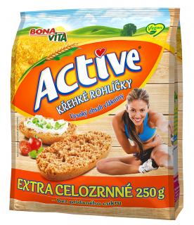 ACTIVE Krehké rohlíčky extra celozrnné 250g cena za 1 kartón (10 kusov)