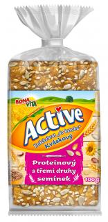 ACTIVE Kváskový knäckebrot "do batohu" proteínový s troma druhmi semienok 100g cena za 1 kartón (12 kusov)