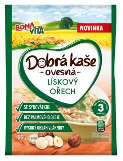 Dobrá kaša ovsená lieskoý orech 55g cena za 1 kartón (20 kusov)