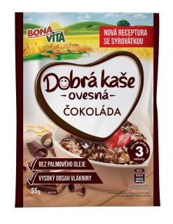 Dobrá kaša ovsená s čokoládou 55g cena za 1 kartón (20 kusov)