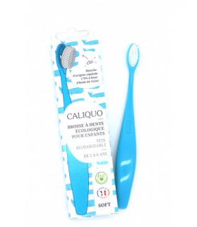 Caliquo detská zubná kefka z bioplastu s vymeniteľnou hlavicou modrá soft