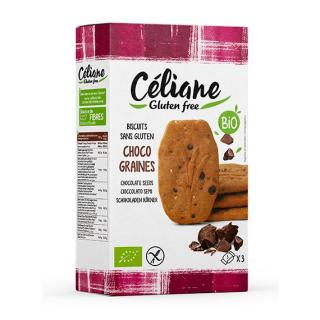Celiane bezlepkové celozrnné raňajkové sušienky s čokoládovými lupienkami 150 g.