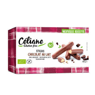 Celiane bezlepkové tyčinky máčané v mliečnej čokoláde 130 g.