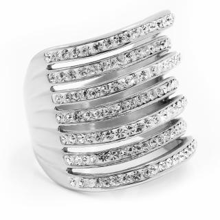 Extravagantný trblietavý prsteň z chirurgickej ocele S1870 Veľkosť: 10 (EU: 61,5 - 63,5)
