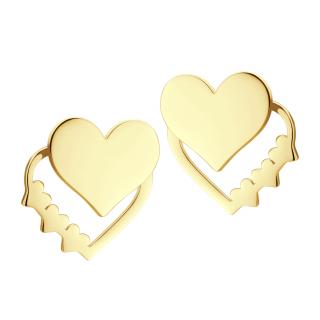 Náušnice dvojité SRDCE GOLD S4349