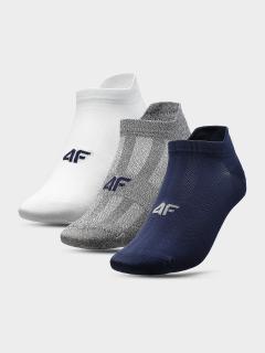 Pánske športové ponožky 4F SOM213 Biela modrá sivá (3 páry) Farba: Biela, Veľkosť: 39-42