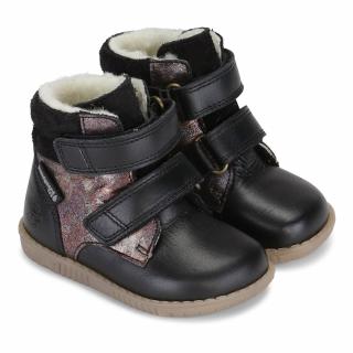 Bundgaard detské zimné kožené topánky zateplené ovčou vlnou - Rabbit Strap BG303069G-910 Čierna Galaxy 20, Čierna