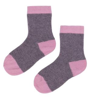 Detské bavlněné ponožky Emel - Čierna-Ružové - 100-76 19 - 22, Ružová