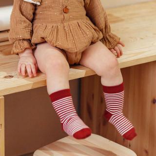 Detské bavlněné ponožky Emel - Prúžok Červená - 100-60 19 - 22, Červená