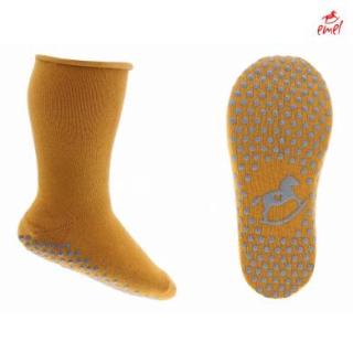 Detské bavlněné protišmykové ponožky Emel SBA 100-13 - Horčicová 19 - 22, Hořčicová