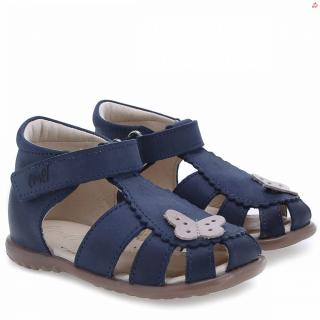 Detské kožené sandálky EMEL E2183-16 Modrá s motýlikom 18, Modrá