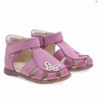 Detské kožené sandálky EMEL E2183-23 ružová s motýlikom 18, Ružová