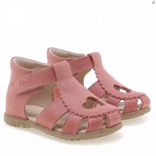 Detské kožené sandálky EMEL E2183A-4 Broskyňové srdiečko 19, Broskyňová