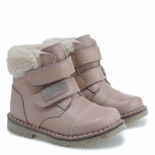 Detské zimné kožené topánky s membránou a ovčou vlnou Emel EV 2448C-1 Piesková 27, Hnedá