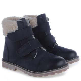 Detské zimné kožené topánky s membránou a ovčou vlnou Emel EV 2448C-5 Čierna 27, Čierna