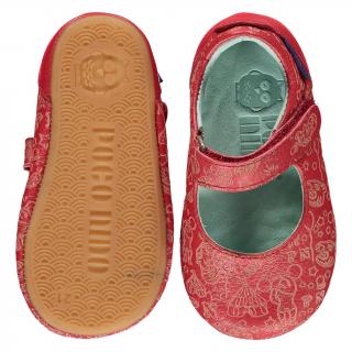 Kožené barefoot Mighty Shoes® Mary Jane 21, Červená