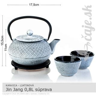 Liatinová kanvica Jin Jang 0,8l, súprava