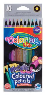 Colorino, okrúhle metalické pastelky, 10 farieb