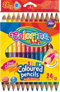 Colorino, trojhranné Jumbo obojstranné pastelky, 24 farieb