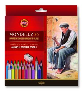 Koh-i-noor, mondeluz akvarelové pastelové ceruzky, sada 3712 - 36 ks + 2 x štetec a strúhadlo