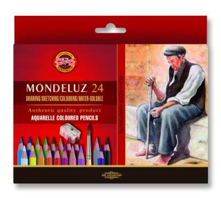 Koh-i-noor, mondeluz umelecké akvarelové pastelové ceruzky 3711 24 ks v sade + 2 x štetec a strúhadlo