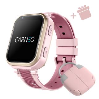 Detské smart hodinky Carneo GUARDKID+ 4G ULTRA - ružové + slúchadlá BeCool pink