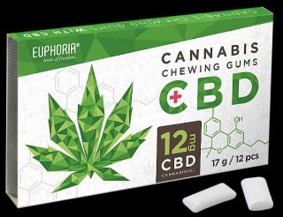 Euphoria Žuvačky s CBD 100mg - Čierne ríbezle 12ks, 17g