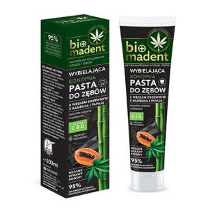 Konopná bieliaca zubná pasta s dreveným uhlím a papájou s CBD BioMadent 100 ml