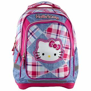 Batoh školský Hello Kitty ružovo-modré kocky