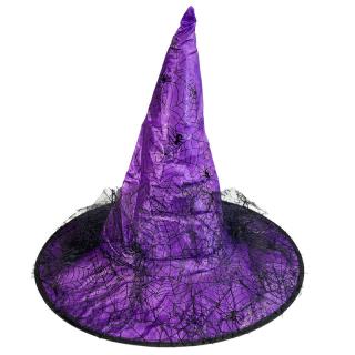 Čarodejnícky klobúk s čipkou fialový