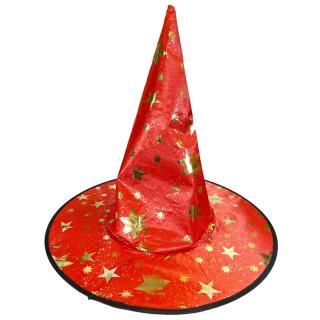 Čarodejnícky klobúk s hviezdami červený