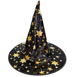 Čarodejnícky klobúk s hviezdami čierny