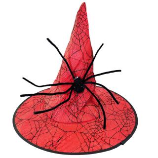 Čarodejnícky klobúk s pavúkom červený