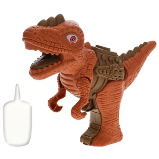 Dinosaurus 17 cm na batérie so svetlom a zvukom vytvárajúci paru hnedý
