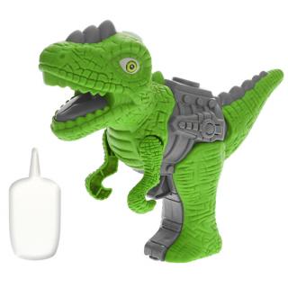 Dinosaurus 17 cm na batérie so svetlom a zvukom vytvárajúci paru zelený