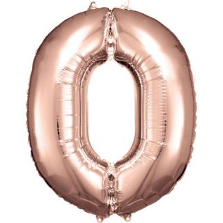 Fóliový balónik ružovo zlatý číslo 0 - 83 cm
