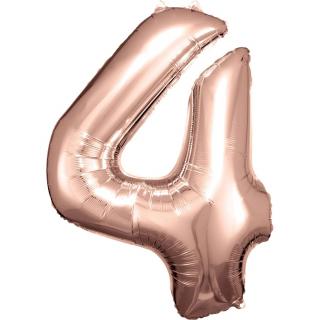 Fóliový balónik ružovo zlatý číslo 4 - 86 cm