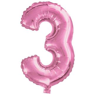 Fóliový balónik ružový číslica 3 - 82 cm (4514)