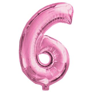 Fóliový balónik ružový číslica 6 - 82 cm (4514)