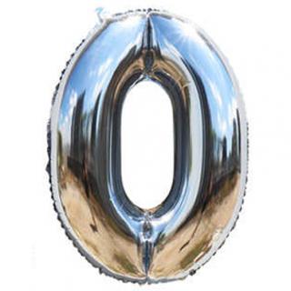 Fóliový balónik strieborný číslica 0 - 82 cm (4514)