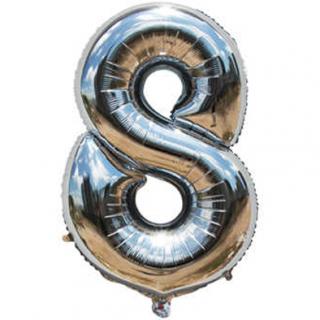 Fóliový balónik strieborný číslica 8 - 82 cm (4514)