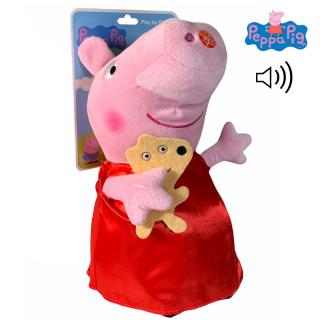 Plyšový Peppa Pig 27 cm so zvukom červený