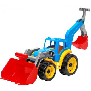 Traktor s dvoma lyžicami 50 cm modrý