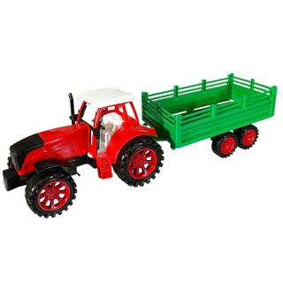 Traktor s prívesom na zotrvačník 32 cm červený