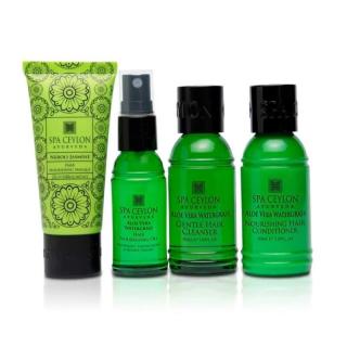 Spa Ceylon - ALOE VERA WATERGRASS - šampón na vlasy 60 ml + masážny olej 60 ml + balzam na vlasy 70 g + olejová hmla na vlasy 10 ml + čistiace mydlo 35 g darčeková sada