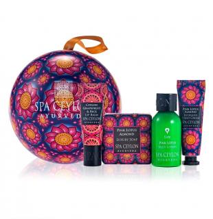 Spa Ceylon - PINK LOTUS - Mini Treats Ball - telové mlieko 30 ml +  mydlo 50 g + krém na ruky 10 g darčeková sada